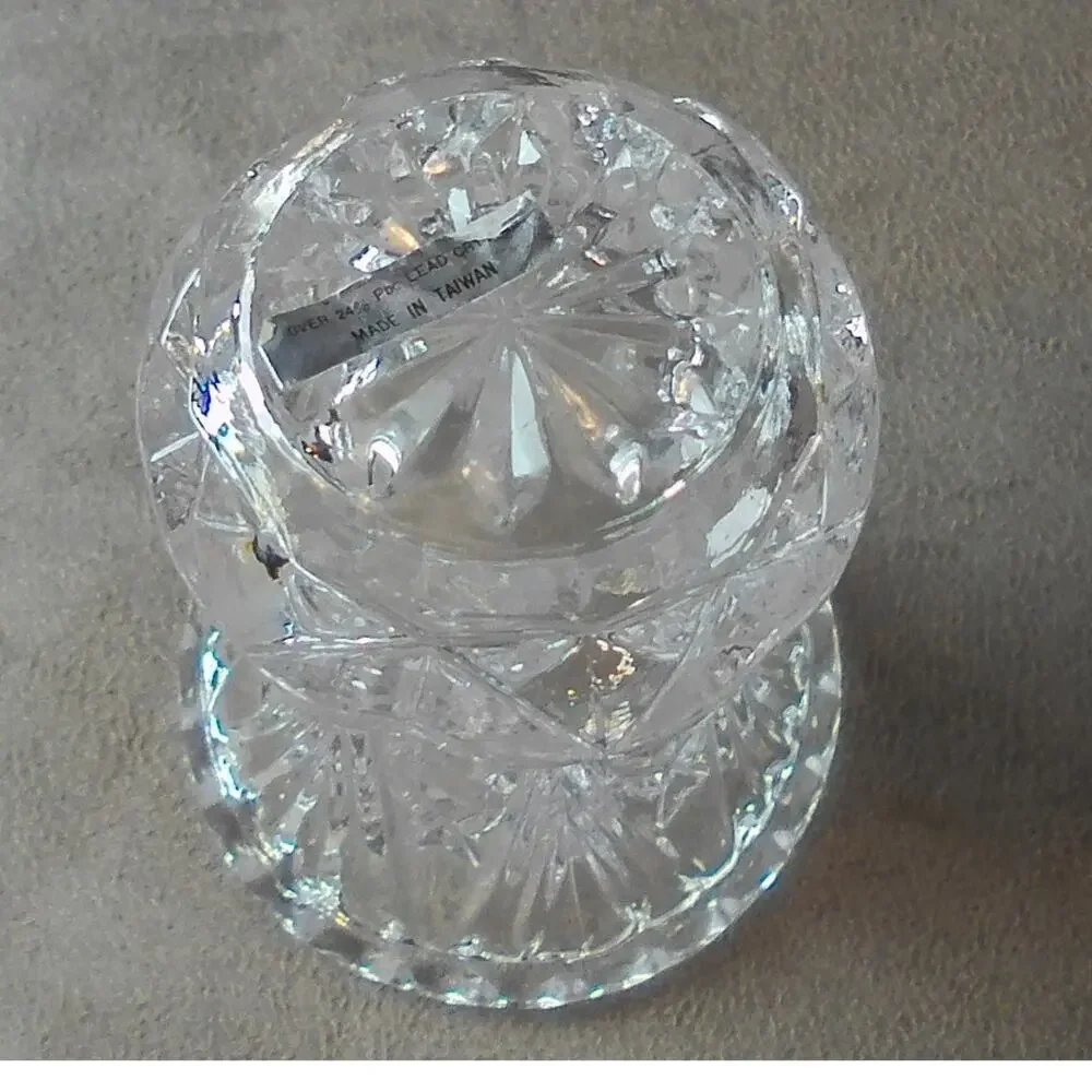 Eternal 24% Lead Crystal Toothpick Holder Sawtooth Rim Taiwan Vintage Glass